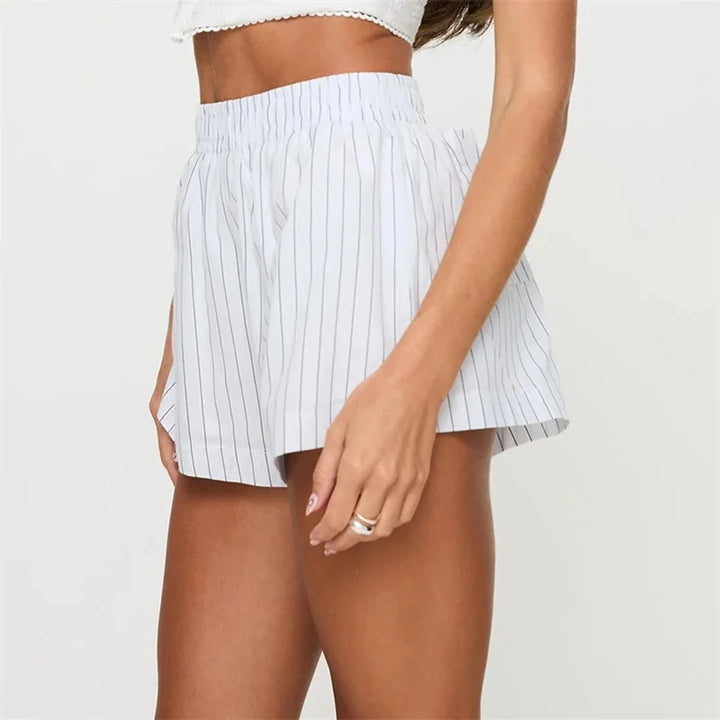 High-Waist Linen-Blend Shorts
