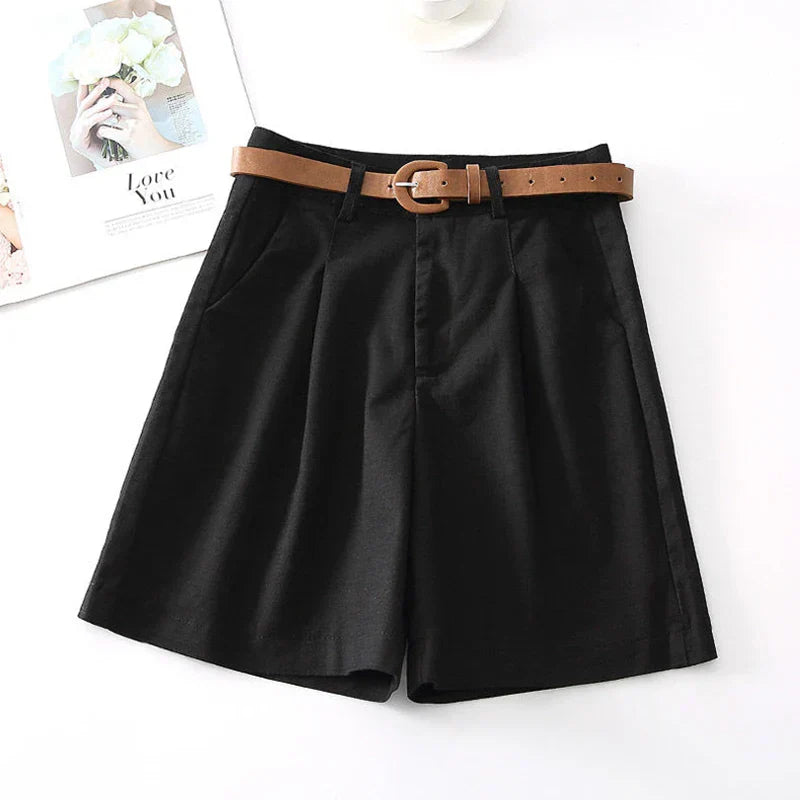 Stone High-Waist Relaxed-Fit Cotton Bermuda Shorts