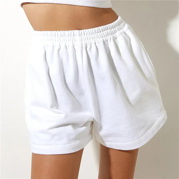 Cloud White High-Waist Relaxed Cotton Shorts