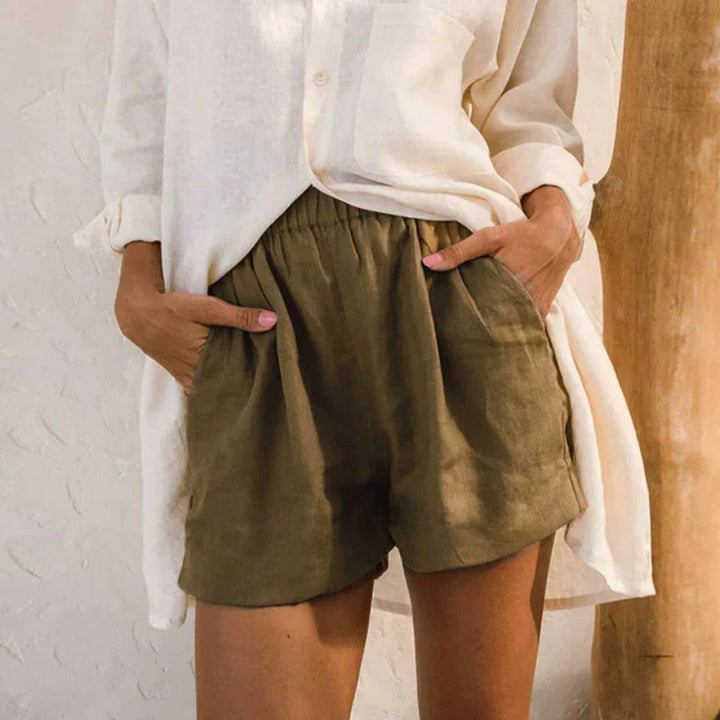 Relaxed Fit Drawstring Linen Shorts