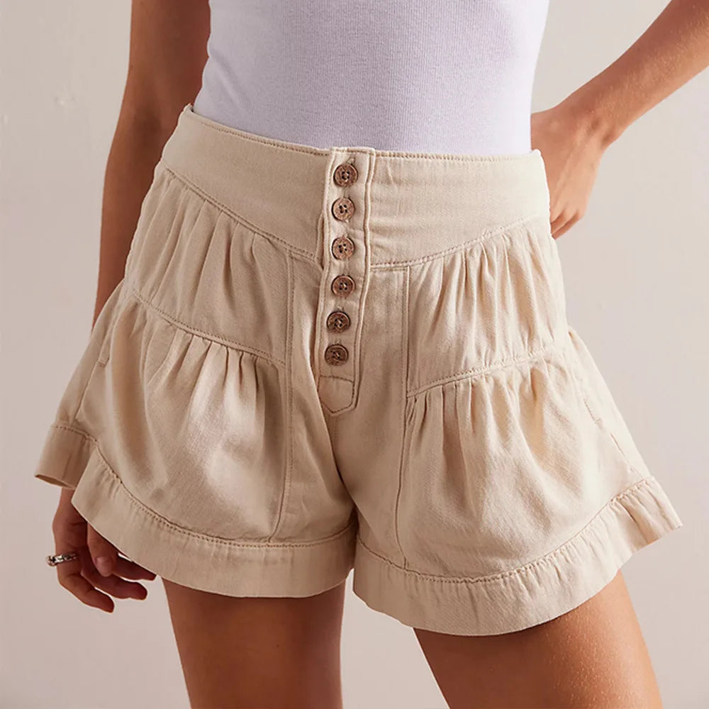 Navy High-Waist Tailored Cotton-Twill Shorts