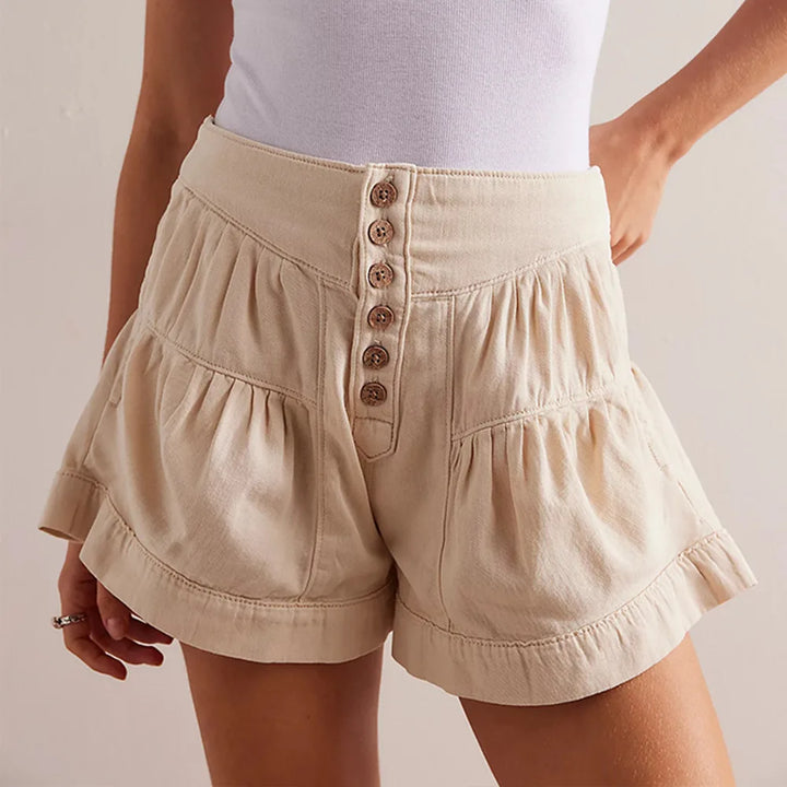 Navy High-Waist Tailored Cotton-Twill Shorts
