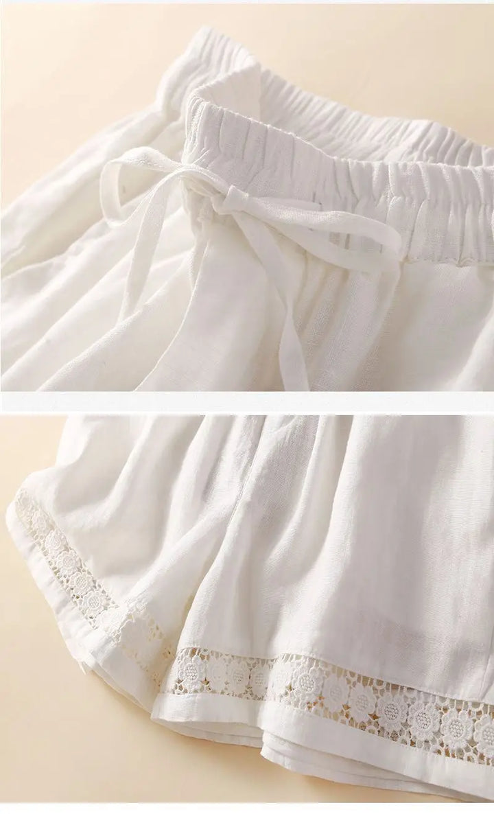 Embroidered Linen Shorts