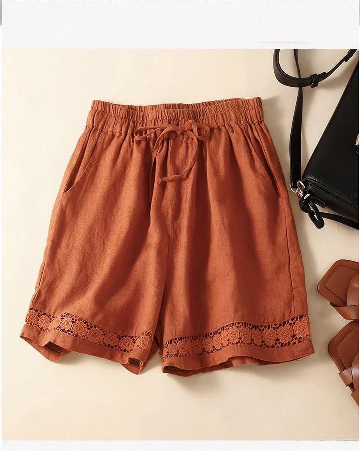 Embroidered Linen Shorts