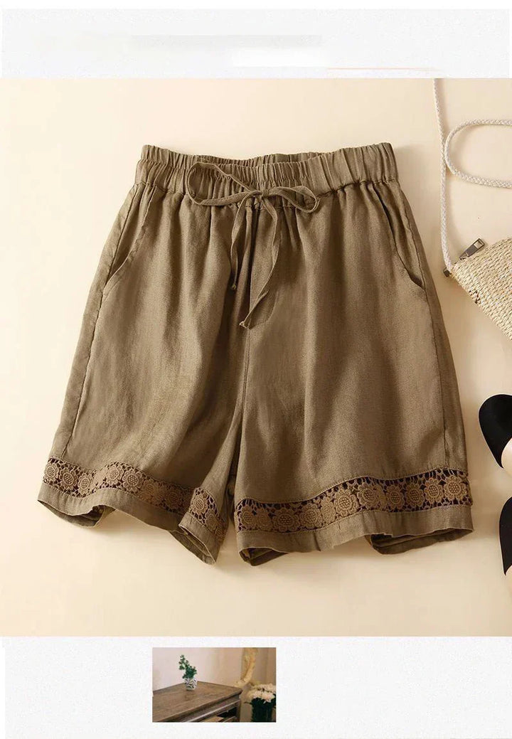 Embroidered Linen Shorts