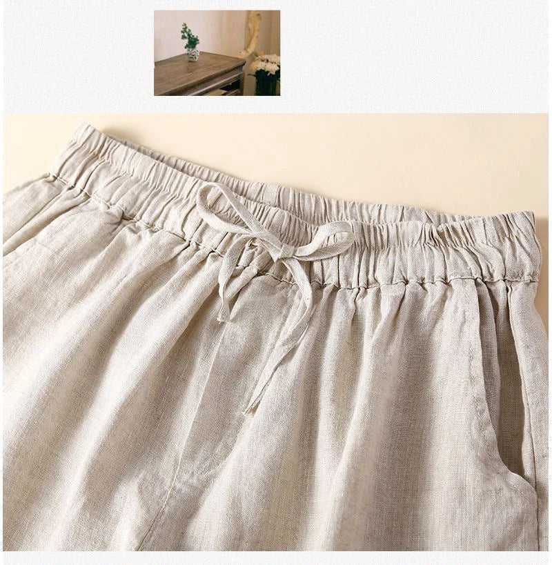 Embroidered Linen Shorts