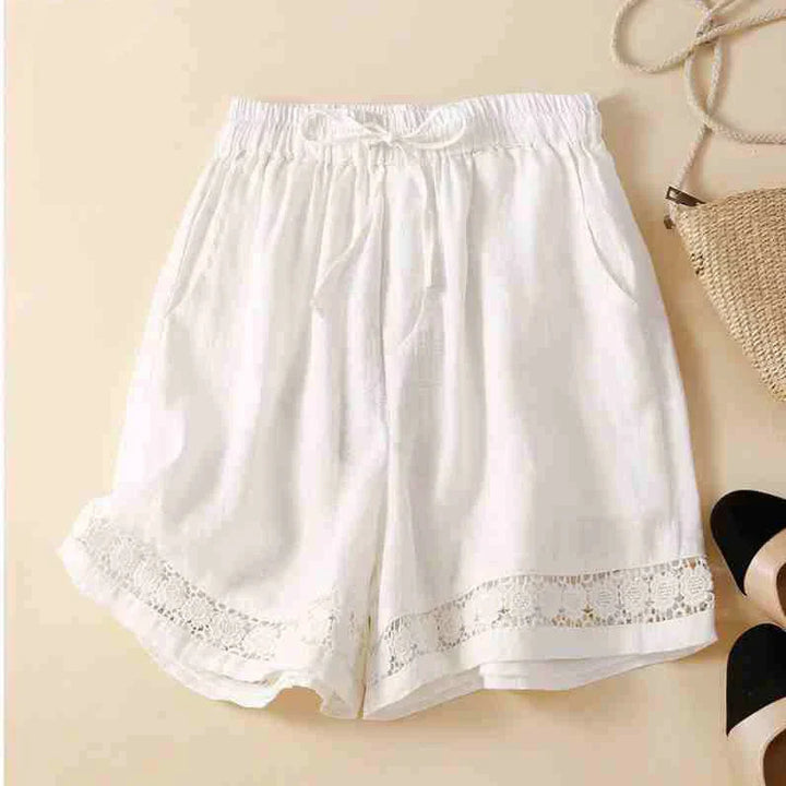 Embroidered Linen Shorts
