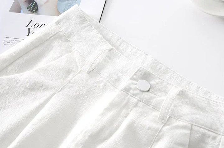 Stone High-Waist Relaxed-Fit Cotton Bermuda Shorts