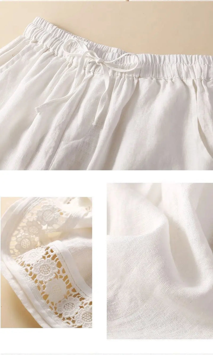 Embroidered Linen Shorts