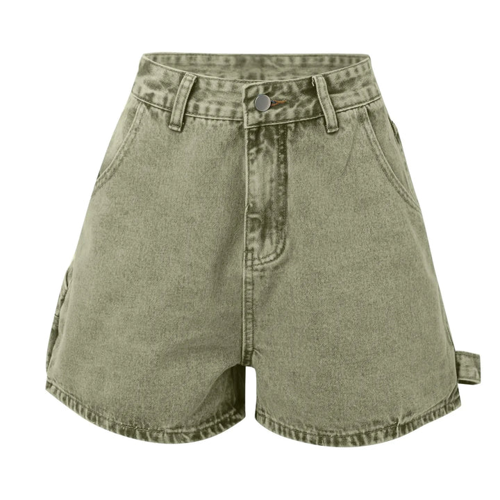 Indigo High-Waist Cotton Denim Shorts