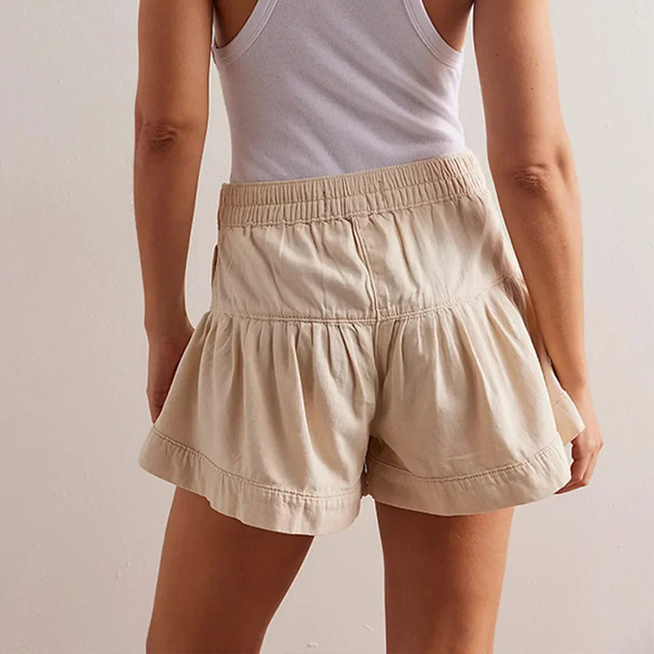 Navy High-Waist Tailored Cotton-Twill Shorts
