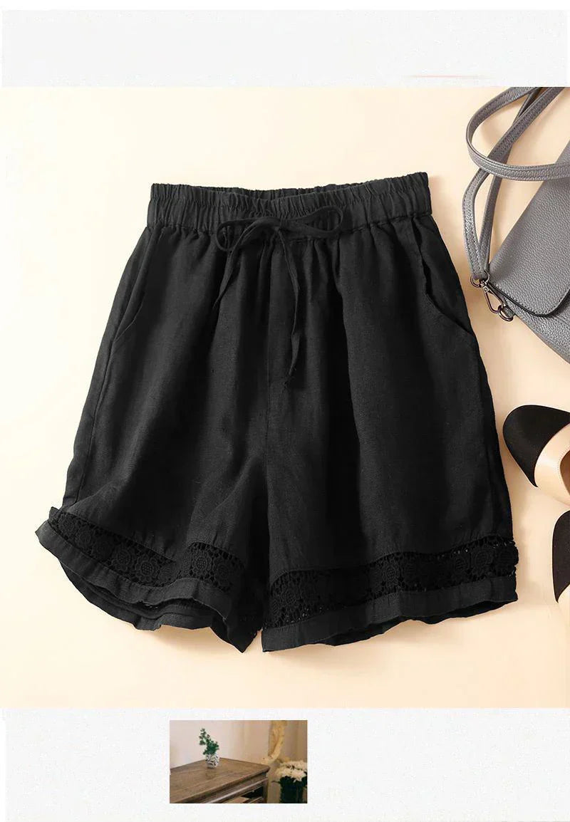 Embroidered Linen Shorts