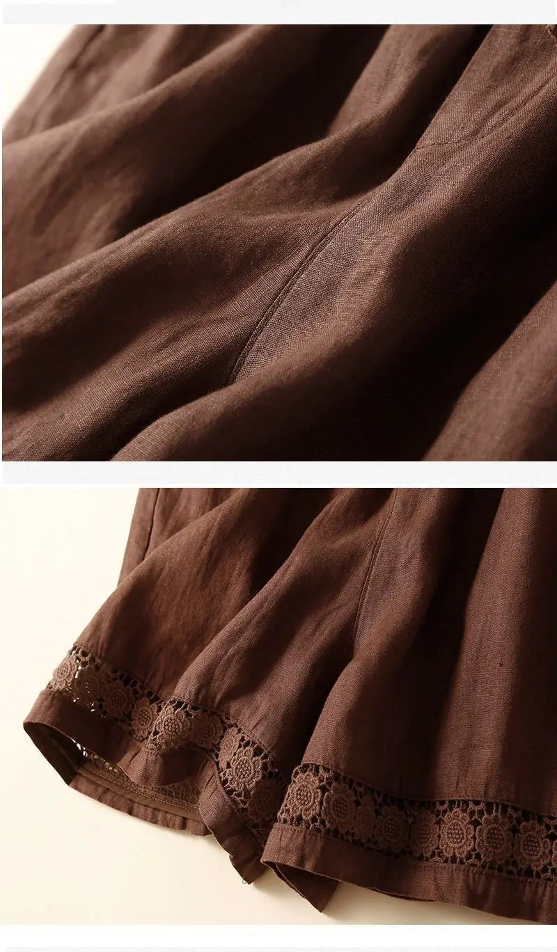 Embroidered Linen Shorts