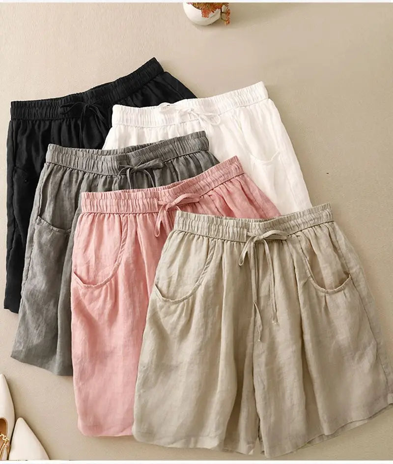 Relaxed Fit Drawstring Waist Cotton-Blend Shorts