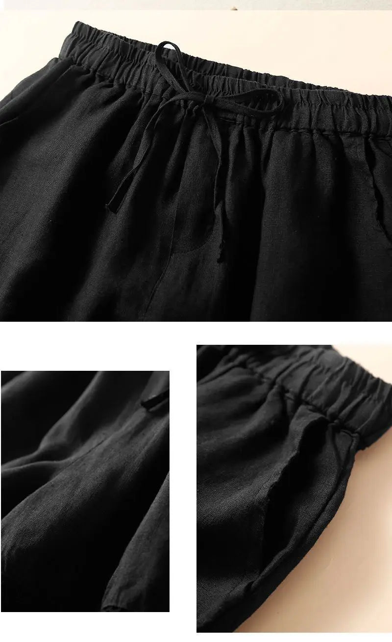 Embroidered Linen Shorts