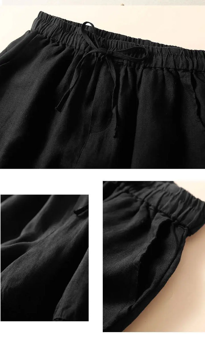 Embroidered Linen Shorts