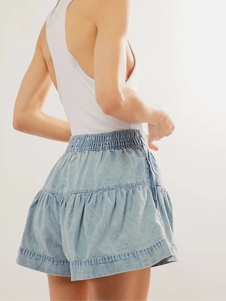 Navy High-Waist Tailored Cotton-Twill Shorts