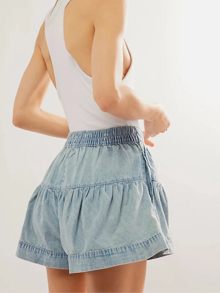 Navy High-Waist Tailored Cotton-Twill Shorts