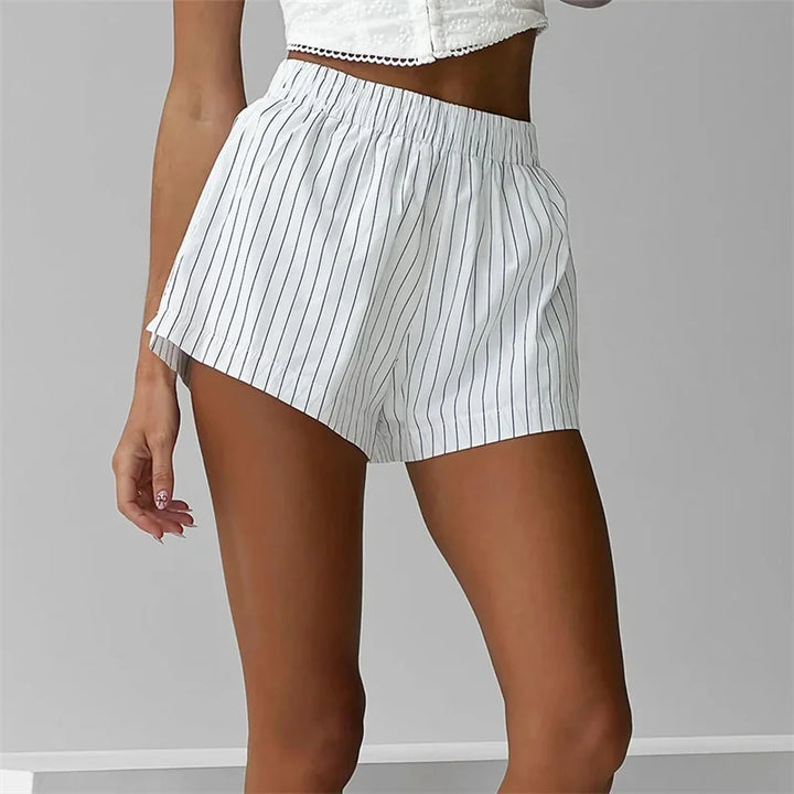 High-Waist Linen-Blend Shorts