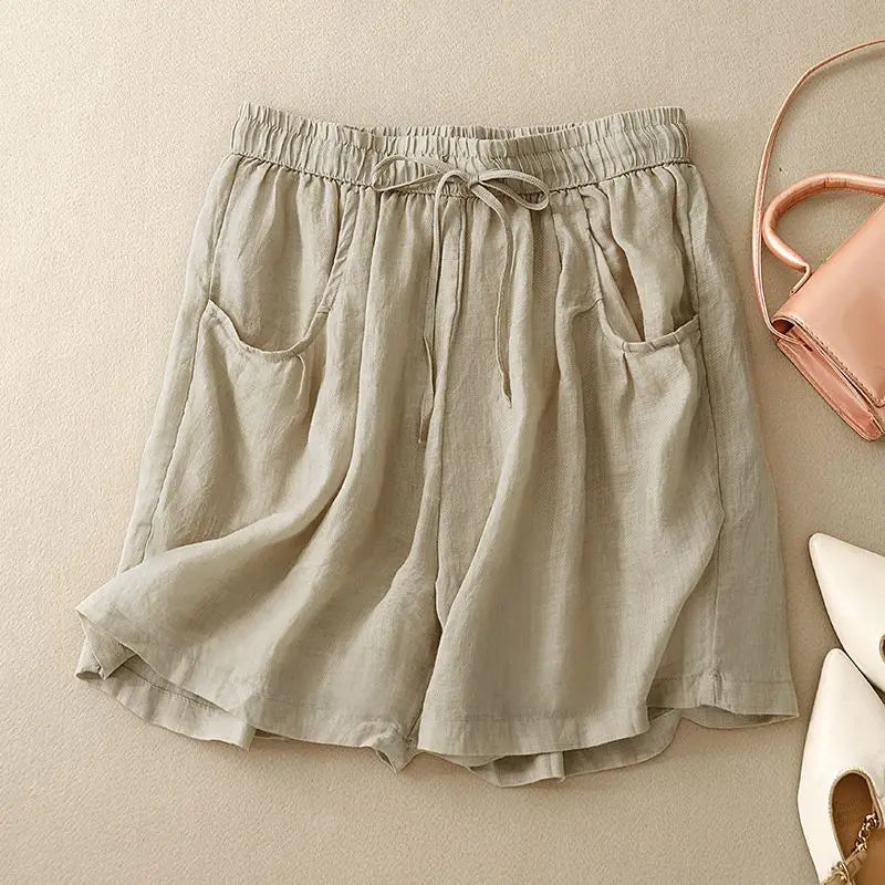 Relaxed Fit Drawstring Waist Cotton-Blend Shorts