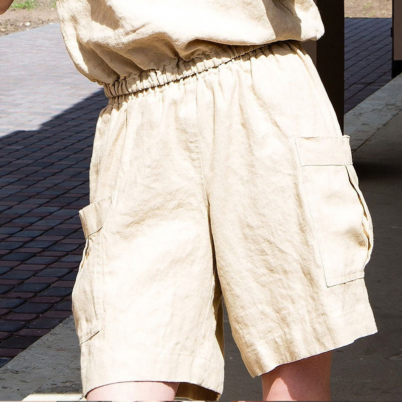 Relaxed-Fit Cargo Linen Shorts