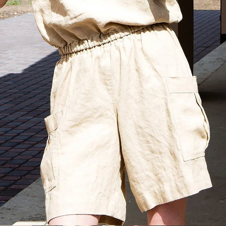 Relaxed-Fit Cargo Linen Shorts