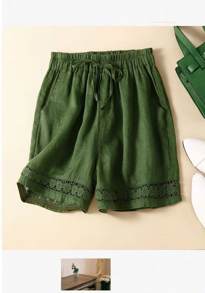 Embroidered Linen Shorts