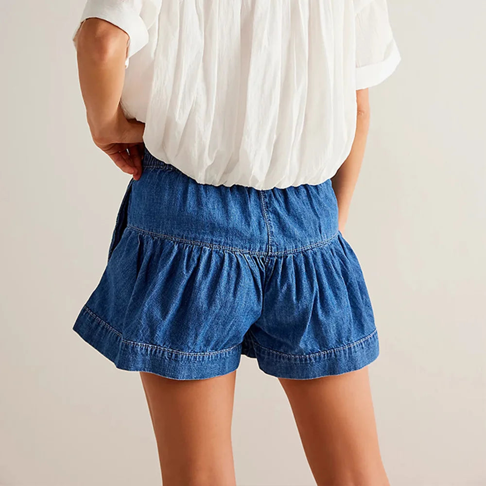 Navy High-Waist Tailored Cotton-Twill Shorts