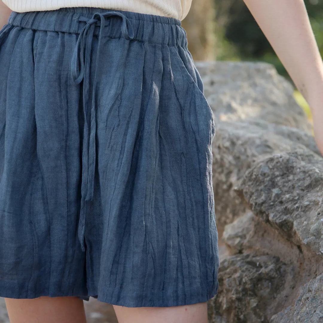 Natural High-Waist Relaxed Fit Linen Shorts