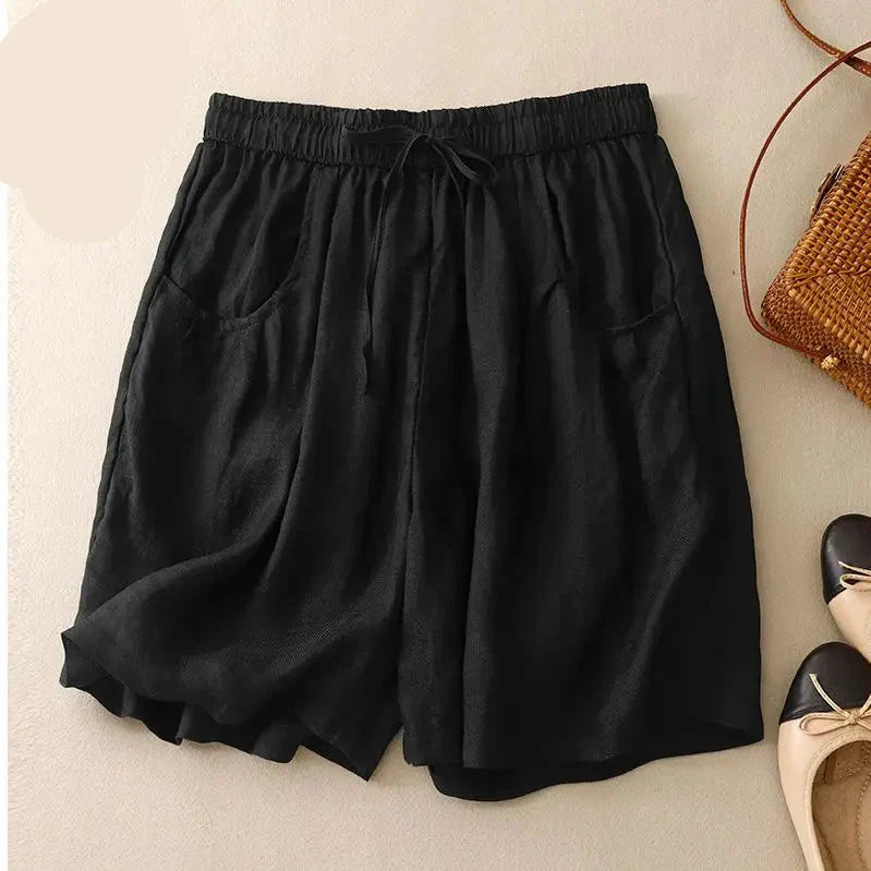 Relaxed Fit Drawstring Waist Cotton-Blend Shorts