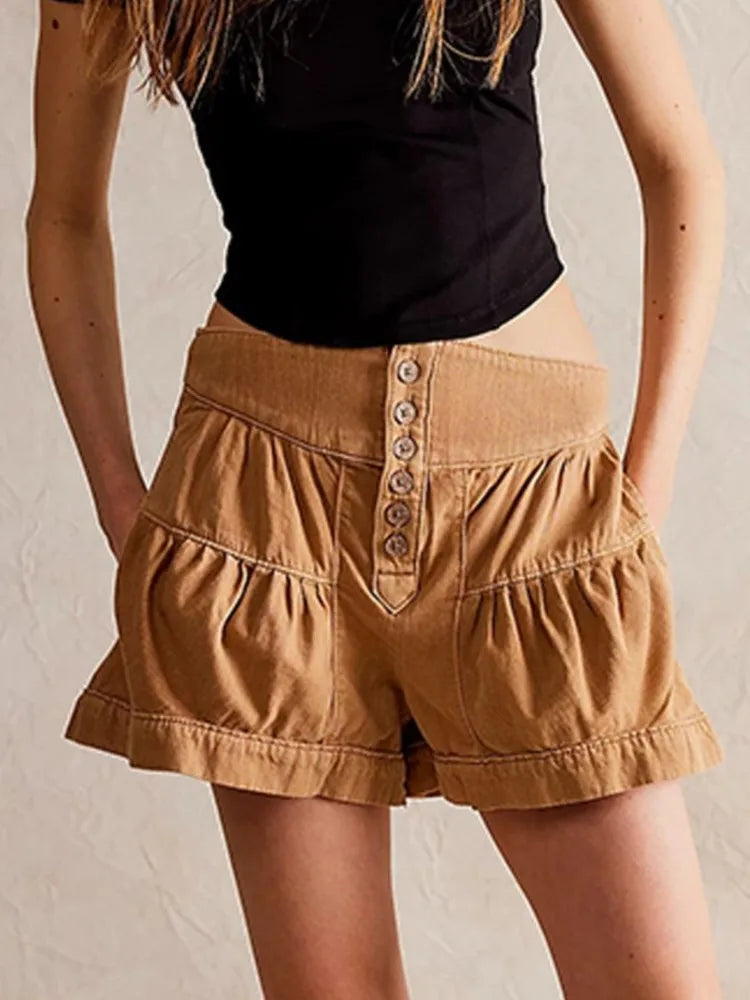 Navy High-Waist Tailored Cotton-Twill Shorts