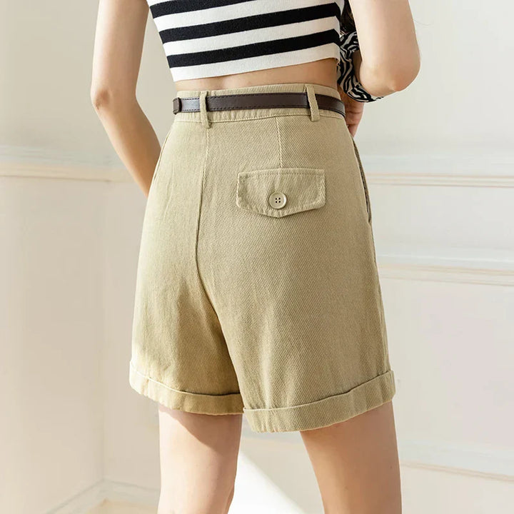 Khaki Relaxed-Fit Drawstring Cotton Shorts