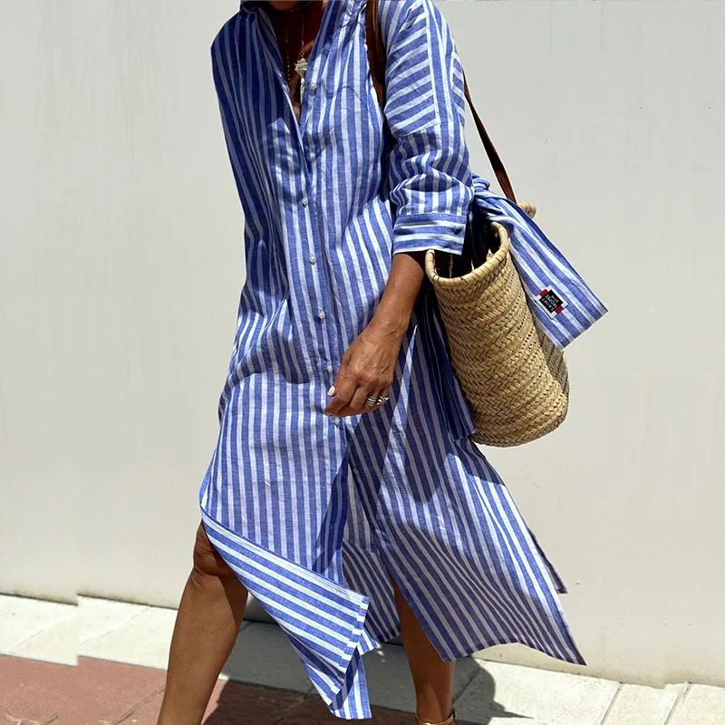Nicole - Comfortable Striped Midi Dress