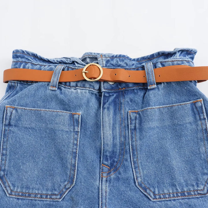 Light Wash High-Waist Frayed-Hem Denim Shorts