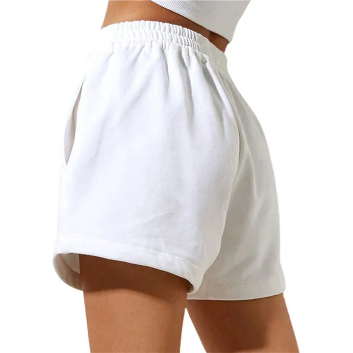 Cloud White High-Waist Relaxed Cotton Shorts