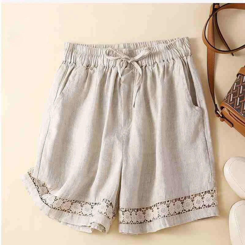 Embroidered Linen Shorts