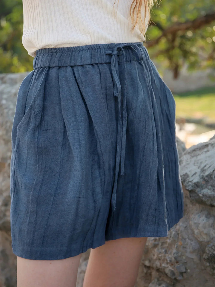 Natural High-Waist Relaxed Fit Linen Shorts