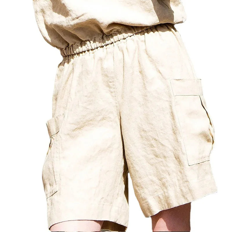 Relaxed-Fit Cargo Linen Shorts