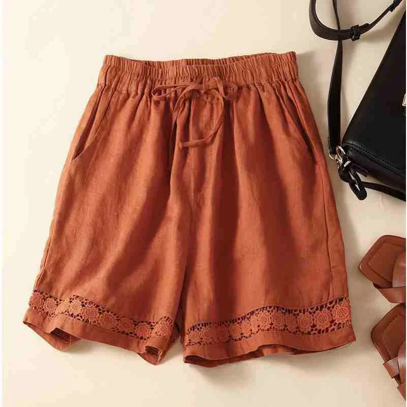 Embroidered Linen Shorts