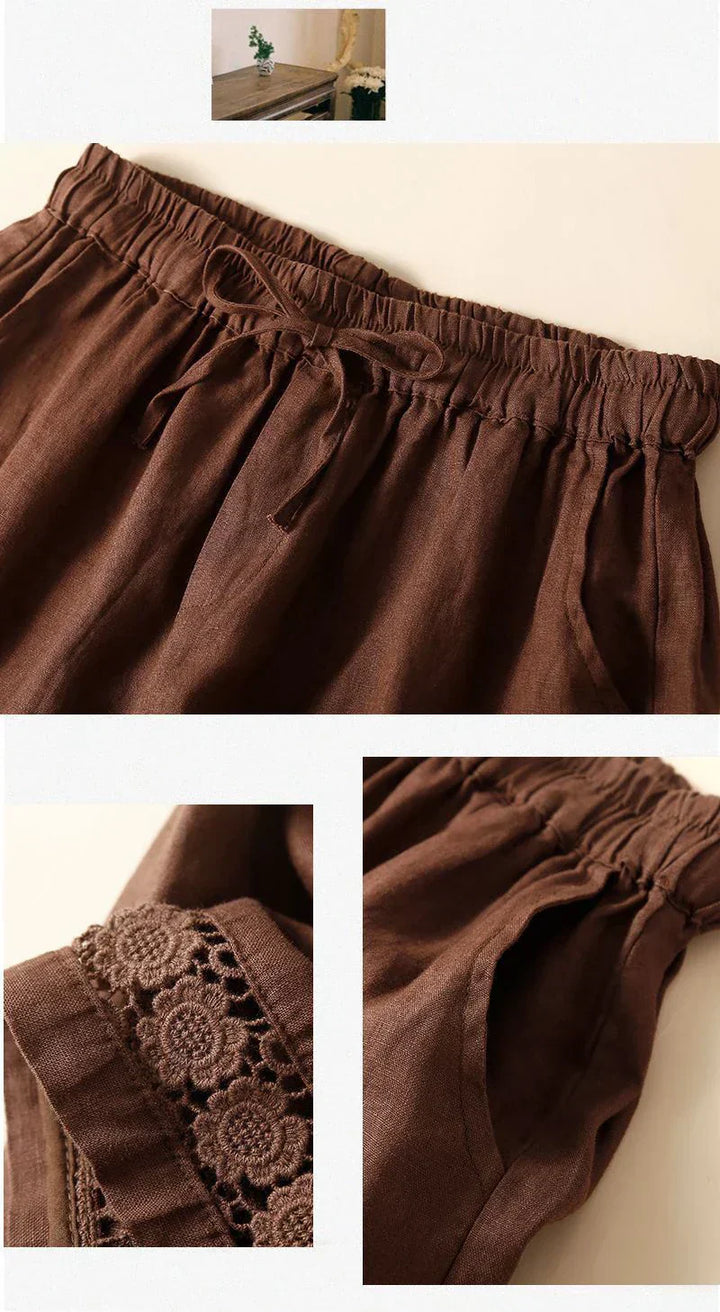 Embroidered Linen Shorts