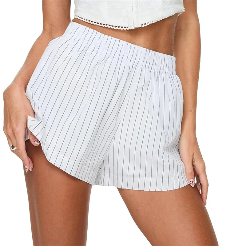 High-Waist Linen-Blend Shorts