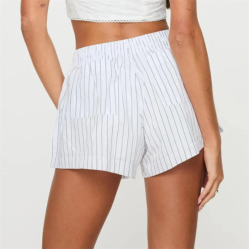 High-Waist Linen-Blend Shorts