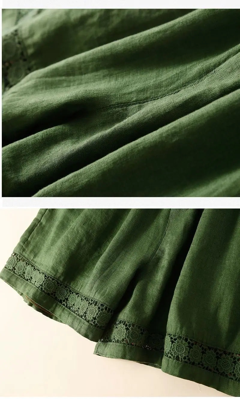 Embroidered Linen Shorts