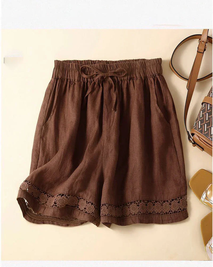 Embroidered Linen Shorts
