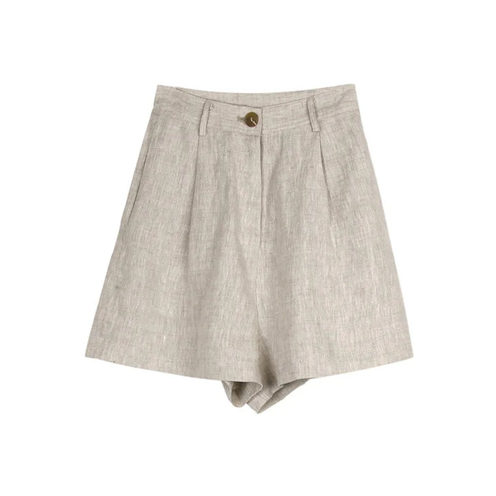 Stone Tailored High-Waist Linen Shorts