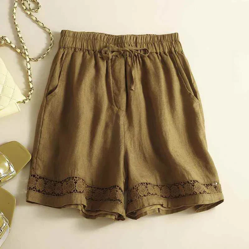 Embroidered Linen Shorts