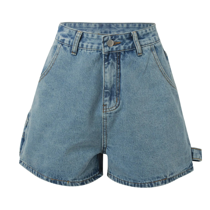 Indigo High-Waist Cotton Denim Shorts