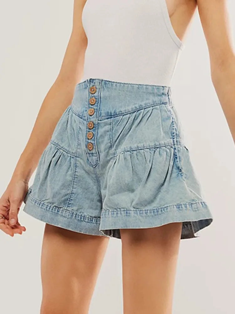 Navy High-Waist Tailored Cotton-Twill Shorts