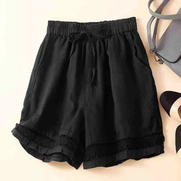 Embroidered Linen Shorts