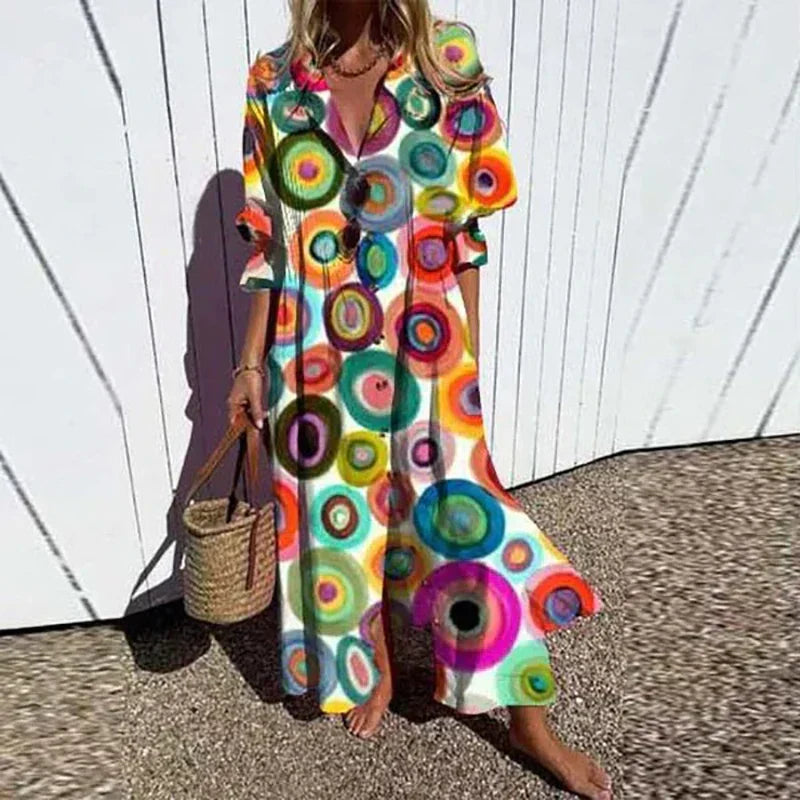 ISLA – COASTAL BREEZE BUTTON MAXI DRESS